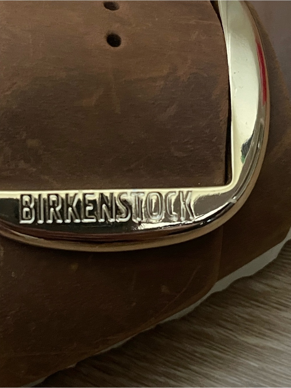 Birkenstock Madrid Big Buckle Cognac Leather Slide Sandals - Picture 4 of 15